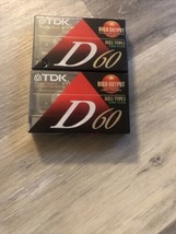 TDK D60 Blank Audio Cassette Tapes High Output IECI/Type I Lot of 2 . Sealed - £3.83 GBP