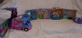 Polly Pocket Case Mall Fold Out Boutique Store Salon Diner + Rock &amp; Roll Van RV  - $41.60