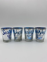 Set Of 4 SeaWorld Shot Glasses Mouth blown Glass NWT killer Whale Design... - £20.26 GBP