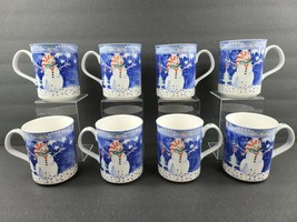 8 Epoch Mr Snowman Mugs Set Vintage 4&quot; Christmas Holiday Coffee Tea Cups Fun Lot - £54.43 GBP