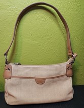 Fossil Canvas Purse Womens Tote Bag Shopper Leather Tan Brown Handbag Cl... - $15.13