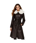 Women's Handcrafted Boose Belted Shearling Long Trench Leather Coat - $239.00