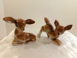 Set of 2 Vintage Porcelain Miniature Deer Fawn Japan (Bambi like Deer) - £24.53 GBP