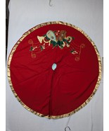 Vintage Christmas Tree Skirt 43 Inch Red Music Notes - £31.35 GBP