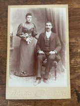 Vintage Cabinet Card. Wedding Couple by Wiggins in Oneida, New York - £9.96 GBP