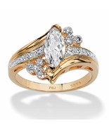 PalmBeach Jewelry 1.03 TCW Cubic Zirconia Gold-Plated Marquise Ring - £28.16 GBP
