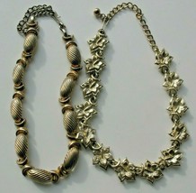 Vintage Coro Gold Tone Leaf Choker Necklace 16&quot;  Adjustable Links &amp; 2nd Choker - £15.00 GBP