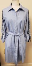 Calvin Klein Belted Shirtdress Size-M Blue 100% Cotton - $49.48