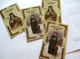 CATHOLIC HOLY CARDS BROCHURES SET OF 4 ST. VINCENT ST. TERESA  ABILA LAM... - £8.64 GBP