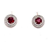 Diamond Ruby Earrings 18 KT White Gold 1.36 TCW Certified $3,950 017701 - £1,234.52 GBP