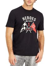 Heroes Motors Men's Cotton Crew Neck Flagged T-Shirt in Black-Medium - $8.96