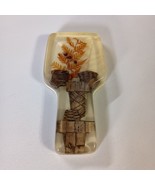 Vintage Resin Spoon Rest 6.5&quot; Wicker Basket Flowers Retro Kitchen Charm - $236.24 MXN