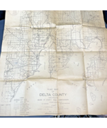 1943 Delta County Michigan Road Map 21x23 Green Little Bay Big Bay Vintage - £15.02 GBP