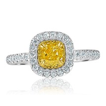 GIA Zertifiziert 1.18 Ct-Kissen Natürlich Kostüm Gelb Diamantring 18k We... - $87,091.41 MXN
