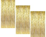 Foil Fringe Curtain, 3 Pack Gold Metallic Tinsel Foil Backdrop,Party Str... - $15.99