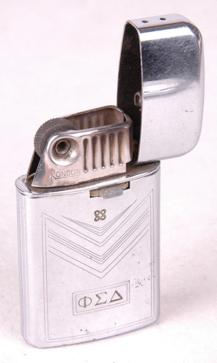 Vtg Ronson Pocket Lighter-Engraved OEA-Phi Sigma Alpha-Frat-Windlite-Varaflame - $20.56