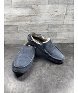 OLuKai Slippers Women 6 M Nohea shoes Blue Suede Real Fur Step On slip O... - $506.94 MXN