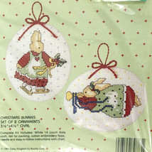 BUCILLA Daisy Kingdom Counted Cross Stitch Kit Christmas Bunnies Ornaments New - £16.34 GBP