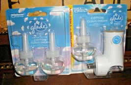 (3) Glade Plugins Scented Oil Refills Cotton Cloud Dream (1) Plug In Warmer - $10.66