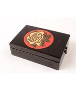 Asian Enameled Wooden Trinket Box Satin Lined Estate Piece 3.5 X 2.5 Inches - €18,80 EUR