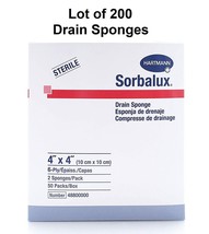 200 Ct Sterile I.V Drain Sponge, 4&quot;x4&quot;, 6-Ply Gauze Split Sponge Dressing - £27.21 GBP