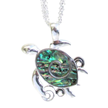 Abalone Turtle Triple Chain Pendant Necklace Sterling Silver - £11.24 GBP