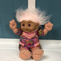 16&quot; Ace Novelty 1991 Treasure Troll Doll With Pink Hair Pink diamond Jewel - £28.55 GBP