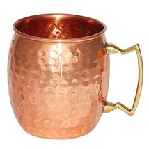 Rastogi Handicrafts Pure Copper Hand Hammered Mug Brass Handle - Moscow Mule Mug - £15.97 GBP