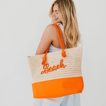 Beach Bum Raffia Tote Bag Orange Tan - $645.87 MXN