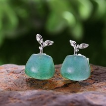 Rling silver natural aventurine gemstone fine jewelry sprouting in spring stud earrings thumb200