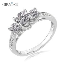 3 Stone Moissanite Engagement Ring 925 Sterling Silver Rings for Women Anniversa - £23.70 GBP