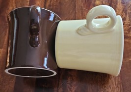 Vintage Fiesta® 2-Coffee Mugs Replacement Pieces ~1-Brown 1-Yellow w/Ring Handle - £23.53 GBP