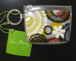 VERA BRADLEY ZIPPIDY KEYCHAIN CHANGE PURSE CLIP ON RING COCOA MOSS NWT - $13.85