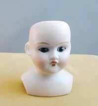 Antique Bisque Doll Head Open Mouth Teeth Glass Eyes Impressed Marks - £23.50 GBP