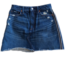 Abercrombie &amp; Fitch Zoe A-Line Darker Wash Distressed Mini Jean Skirt Si... - £20.42 GBP