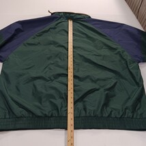 Tri-Mountain Mens Windbreaker Green/Blue Full Zip Hidden Hoodie Jacket Size 2XLT image 7