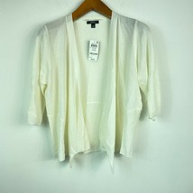 Alfani Womens L Soft White Draped Placket Open Front Cardigan Sweater NWT AZ34 - £23.55 GBP