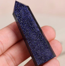 Blue Goldstone Healing Crystal Wand Tower Point Home Office Decor Orname... - $24.99