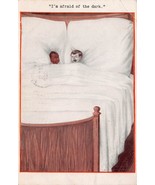 I&#39;M AFRAID OF THE DARK-BLACK &amp; WHITE BOYS IN BED~POSTCARD~1914 POSTCARD - £12.86 GBP