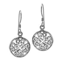 Vintage Valentine Heart Celtic Knot Infinity Sterling Silver Dangle Earrings - £15.65 GBP