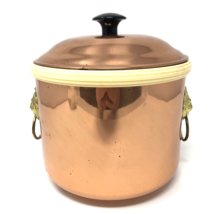Copper Ice Bucket W/Brass Lion Head Handles VTG Coppercraft Guild Taunton Mass  - £15.97 GBP