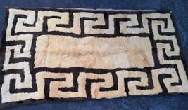 Vintage Greek Grecian Key Sheepskin Wool (?) Rug Hand Made in Greece 71x37 RARE - £278.94 GBP