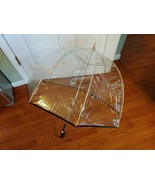 Vintage UMBRELLA See Through Clear Vinyl w/ Fine Black Trim - $84.95