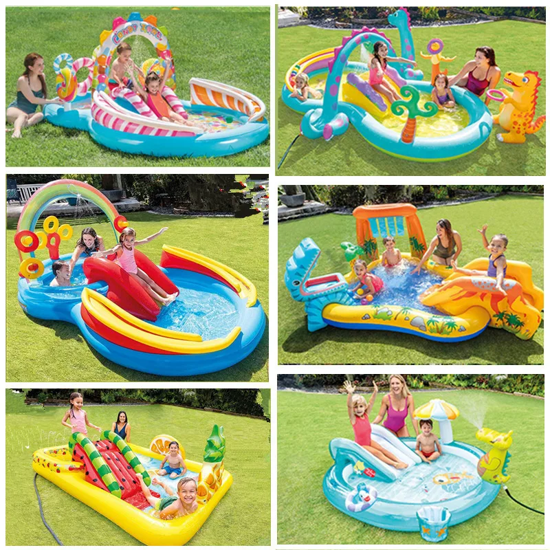  inflatable swimming pool floats slide dinosaur castle for kids pools summer toys water thumb200