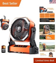 Durable 40000mAh Battery-Powered Fan with LED Light and 4 Speed Settings - $64.49