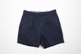 Vintage 90s Ralph Lauren Mens 35 Faded Pleated Above Knee Chino Shorts Blue - $59.35