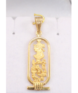  Egyptian Gorgeous Rare Design Cleopatra Cartouche Pendant 18K Yellow Go... - $371.03