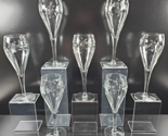 7 Princess House Heritage Champagne Tulips Set Clear Floral Etched Stemw... - $78.87