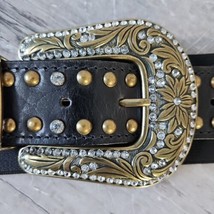 Guess Vintage Y2K Chunky Flex Rhinestone Embellished Studded Big Buckle Belt - £31.15 GBP