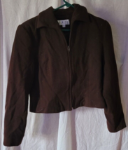 Ladies Finity  Brown Zip-Up Dress Jacket/Blazer WOOL Nylon Cashmere Work... - $14.99